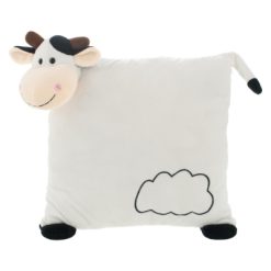 Pluszowa poduszka, krówka | Mila z nadrukiem Twojego logo, materiał: plusz, kolor: czarno-biały