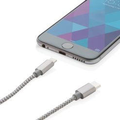 Kabel do ładowania 3 w 1 z nadrukiem Twojego logo, materiał: aluminium, nylon, kolor: szary