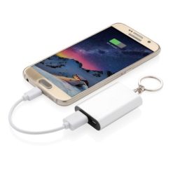 Power bank 1000 mAh, brelok do kluczy z nadrukiem Twojego logo, materiał: plastik, aluminium, kolor: srebrny Power bank 1000 mAh, brelok do kluczy z nadrukiem Twojego logo, materiał: plastik, aluminium, kolor: srebrny