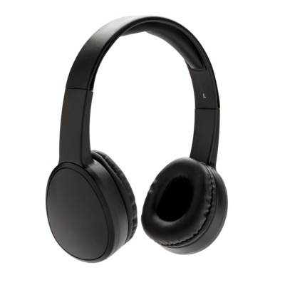 Bezprzewodowe słuchawki nauszne Fusion z nadrukiem Twojego logo, materiał: plastik, kolor: czarny