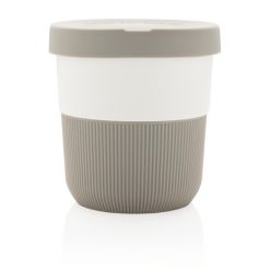 Kubek podróżny 250 ml Coffee to go z PLA z nadrukiem Twojego logo, materiał: silikon, kolor: szary