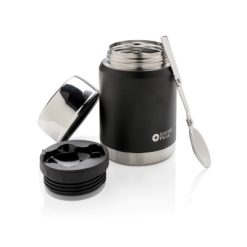 Próżniowy pojemnik na żywność 500 ml Swiss Peak Elite z nadrukiem Twojego logo, materiał: stal nierdzewna, stal, kolor: czarny Próżniowy pojemnik na żywność 500 ml Swiss Peak Elite z nadrukiem Twojego logo, materiał: stal nierdzewna, stal, kolor: czarny