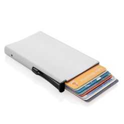 Etui na karty kredytowe, ochrona RFID z nadrukiem Twojego logo, materiał: plastik, aluminium, kolor: srebrny Etui na karty kredytowe, ochrona RFID z nadrukiem Twojego logo, materiał: plastik, aluminium, kolor: srebrny