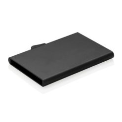Etui na karty kredytowe C-Secure, ochrona RFID z nadrukiem Twojego logo, materiał: aluminium, kolor: czarny Etui na karty kredytowe C-Secure, ochrona RFID z nadrukiem Twojego logo, materiał: aluminium, kolor: czarny