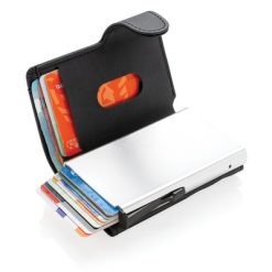 Etui na karty kredytowe, portfel, ochrona RFID z nadrukiem Twojego logo, materiał: aluminium, pu, kolor: czarny Etui na karty kredytowe, portfel, ochrona RFID z nadrukiem Twojego logo, materiał: aluminium, pu, kolor: czarny