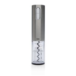 Elektryczny korkociąg do wina na USB z nadrukiem Twojego logo, materiał: stal nierdzewna, stal, kolor: szary Elektryczny korkociąg do wina na USB z nadrukiem Twojego logo, materiał: stal nierdzewna, stal, kolor: szary