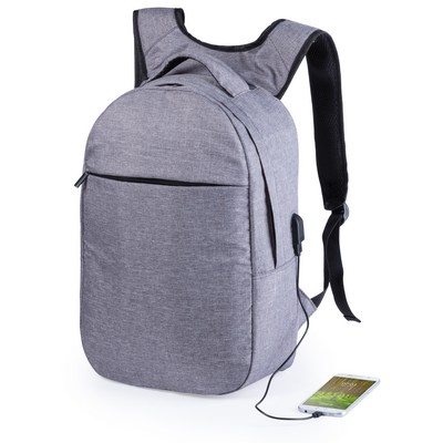 Plecak na laptopa 15", ochrona RFID z nadrukiem Twojego logo, materiał: poliester, kolor: szary