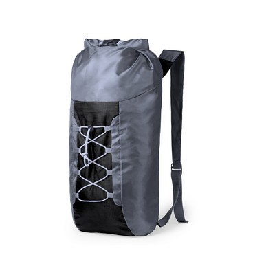 Składany plecak z nadrukiem Twojego logo, materiał: poliester, ripstop, kolor: czarny
