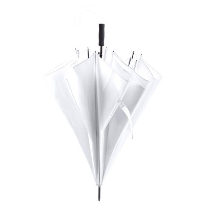 Duży wiatroodporny parasol automatyczny z nadrukiem Twojego logo, materiał: poliester, kolor: biały