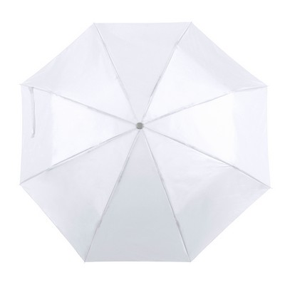 Parasol manualny, składany z nadrukiem Twojego logo, materiał: metal, poliester, kolor: biały