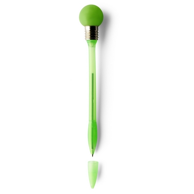 Długopis "żarówka" z zatyczką z nadrukiem Twojego logo, materiał: metal, plastik, guma, kolor: zielony