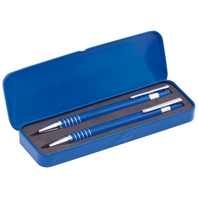 Zestaw piśmienny, długopis i ołówek mechaniczny z nadrukiem Twojego logo, materiał: aluminium, kolor: granatowy