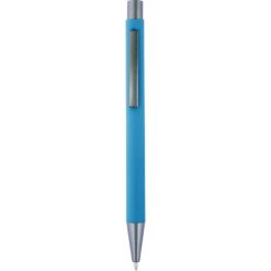 Długopis z nadrukiem Twojego logo, materiał: aluminium, guma, kolor: błękitny