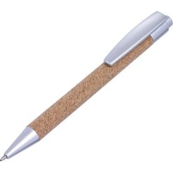 Długopis korkowy z nadrukiem Twojego logo, materiał: plastik, korek, kolor: srebrny