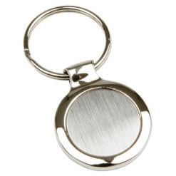 Okrągły brelok do kluczy | Lisa z nadrukiem Twojego logo, materiał: metal, kolor: srebrny Okrągły brelok do kluczy | Lisa z nadrukiem Twojego logo, materiał: metal, kolor: srebrny