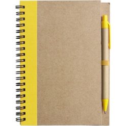 Notatnik ok. A5 z długopisem z nadrukiem Twojego logo, materiał: metal, karton, papier, kolor: żółty