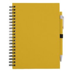 Notatnik ok. A5 z długopisem z nadrukiem Twojego logo, materiał: karton, kolor: żółty Notatnik ok. A5 z długopisem z nadrukiem Twojego logo, materiał: karton, kolor: żółty