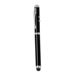 Wskaźnik laserowy, lampka LED, długopis, touch pen z nadrukiem Twojego logo, materiał: metal, kolor: czarny