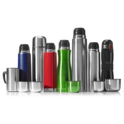 Termos 500 ml i 2 kubki 260 ml z nadrukiem Twojego logo, materiał: plastik, stal nierdzewna, stal, kolor: neutralny Termos 500 ml i 2 kubki 260 ml z nadrukiem Twojego logo, materiał: plastik, stal nierdzewna, stal, kolor: neutralny