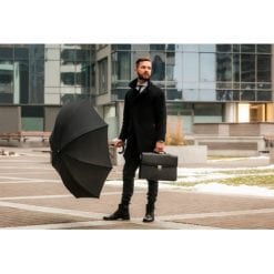 Parasol automatyczny Mauro Conti | Harold z nadrukiem Twojego logo, materiał: pu, włókno szklane, pongee, kolor: czarny Parasol automatyczny Mauro Conti | Harold z nadrukiem Twojego logo, materiał: pu, włókno szklane, pongee, kolor: czarny