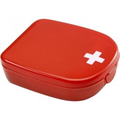 Apteczka w plastikowym opakowaniu, 5 el. z nadrukiem Twojego logo, materiał: plastik, kolor: czerwony Apteczka w plastikowym opakowaniu, 5 el. z nadrukiem Twojego logo, materiał: plastik, kolor: czerwony