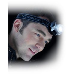 Latarka na głowę 8 LED z nadrukiem Twojego logo, materiał: plastik, kolor: srebrny Latarka na głowę 8 LED z nadrukiem Twojego logo, materiał: plastik, kolor: srebrny