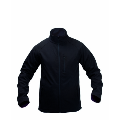 Wodoodporna i oddychająca kurtka z nadrukiem Twojego logo, materiał: poliester, soft shell, spandex, kolor: czarny