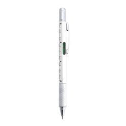 Długopis wielofunkcyjny, linijka, poziomica, śrubokręt z nadrukiem Twojego logo, materiał: plastik, kolor: biały