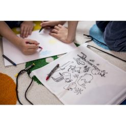 Worek ze sznurkiem do kolorowania, kredki | Rosemary z nadrukiem Twojego logo, materiał: non-woven, kolor: biały Worek ze sznurkiem do kolorowania, kredki | Rosemary z nadrukiem Twojego logo, materiał: non-woven, kolor: biały