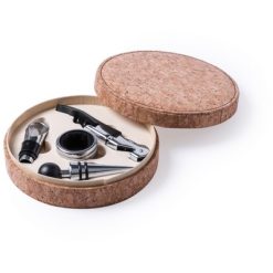 Zestaw do wina, 4 el. z nadrukiem Twojego logo, materiał: korek, kolor: brązowy