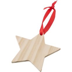 Zawieszka świąteczna "gwiazda" z nadrukiem Twojego logo, materiał: drewno, kolor: jasnobrązowy