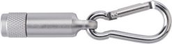 Brelok karabińczyk, lampka LED z nadrukiem Twojego logo, materiał: metal, plastik, aluminium, kolor: srebrny Brelok karabińczyk, lampka LED z nadrukiem Twojego logo, materiał: metal, plastik, aluminium, kolor: srebrny