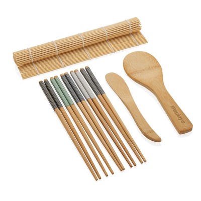 Zestaw do samodzielnego przygotowania sushi Ukiyo, 8 el. z nadrukiem Twojego logo, materiał: bambus, kolor: brązowy