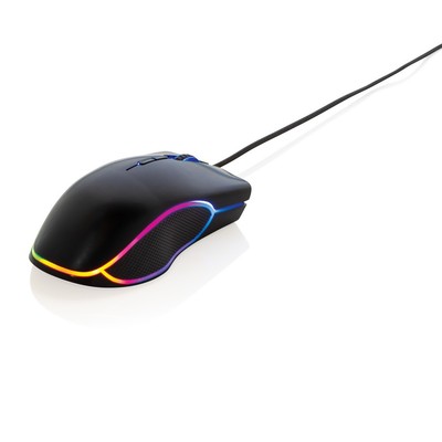 Gamingowa mysz komputerowa RGB Gaming Hero z nadrukiem Twojego logo, materiał: plastik, tpe, kolor: black