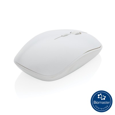 Antybakteryjna bezprzewodowa mysz komputerowa z nadrukiem Twojego logo, materiał: plastik, silikon, kolor: biały