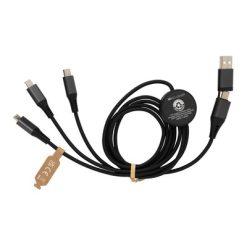 Kabel do ładowania 6 w 1 Terra z nadrukiem Twojego logo, materiał: aluminium, tpe, kolor: szary