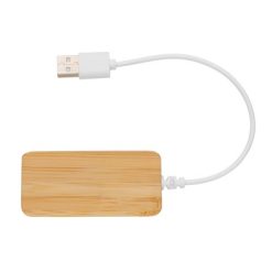Bambusowy hub USB 2.0 z USB typu C z nadrukiem Twojego logo, materiał: bambus, tpe, kolor: brązowy