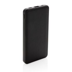 Power bank 10000 mAh z nadrukiem Twojego logo, materiał: plastik, pu, kolor: czarny