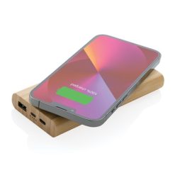 Bambusowy, bezprzewodowy power bank 8000 mAh, ładowarka bezprzewodowa 5W z nadrukiem Twojego logo, materiał: bambus, kolor: brązowy Bambusowy, bezprzewodowy power bank 8000 mAh, ładowarka bezprzewodowa 5W z nadrukiem Twojego logo, materiał: bambus, kolor: brązowy