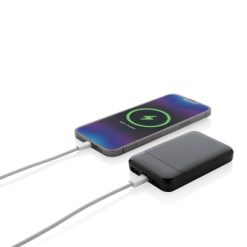Power bank 5000 mAh, plastik z recyklingu z nadrukiem Twojego logo, kolor: czarny
