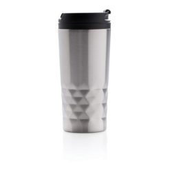 Geometryczny kubek termiczny 300 ml z nadrukiem Twojego logo, materiał: stal nierdzewna, stal, kolor: srebrny Geometryczny kubek termiczny 300 ml z nadrukiem Twojego logo, materiał: stal nierdzewna, stal, kolor: srebrny