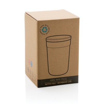 Kubek podróżny 300 ml z PP z recyklingu z nadrukiem Twojego logo, materiał: bambus, kolor: czarny Kubek podróżny 300 ml z PP z recyklingu z nadrukiem Twojego logo, materiał: bambus, kolor: czarny