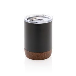 Kubek termiczny 180 ml, stal nierdzewna z recyklingu z nadrukiem Twojego logo, materiał: korek, stal nierdzewna, stal, kolor: czarny