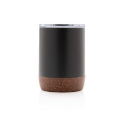 Kubek termiczny 180 ml, stal nierdzewna z recyklingu z nadrukiem Twojego logo, materiał: korek, stal nierdzewna, stal, kolor: czarny