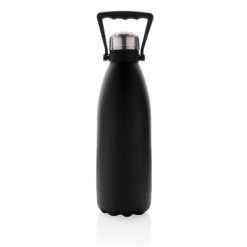 Butelka termiczna 1500 ml, stal nierdzewna z recyklingu z nadrukiem Twojego logo, materiał: stal nierdzewna, stal, kolor: czarny