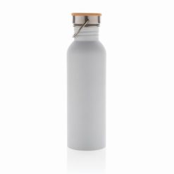 Butelka sportowa 700 ml z nadrukiem Twojego logo, materiał: bambus, stal nierdzewna, stal, kolor: biały Butelka sportowa 700 ml z nadrukiem Twojego logo, materiał: bambus, stal nierdzewna, stal, kolor: biały