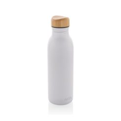 Butelka sportowa 600 ml Avira Alcor, stal nierdzewna z recyklingu z nadrukiem Twojego logo, materiał: bambus, stal nierdzewna, stal, kolor: biały Butelka sportowa 600 ml Avira Alcor, stal nierdzewna z recyklingu z nadrukiem Twojego logo, materiał: bambus, stal nierdzewna, stal, kolor: biały
