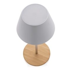 Lampka na biurko Pure Glowe, plastik z recyklingu z nadrukiem Twojego logo, materiał: bambus, kolor: biały