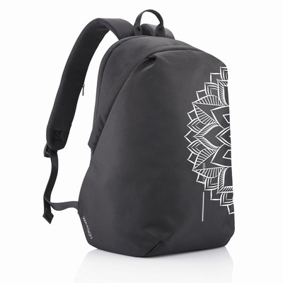 Bobby Soft "Art" plecak chroniący przed kieszonkowcami z nadrukiem Twojego logo, materiał: poliester, rpet, kolor: czarno biały