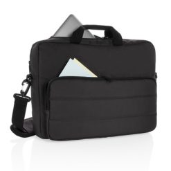 Torba na laptopa 15,6" AWARE™ RPET z nadrukiem Twojego logo, materiał: pu, rpet, kolor: czarny Torba na laptopa 15,6" AWARE™ RPET z nadrukiem Twojego logo, materiał: pu, rpet, kolor: czarny